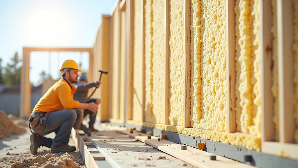 Active construction project showing thermal insulation panel installation on building exterior