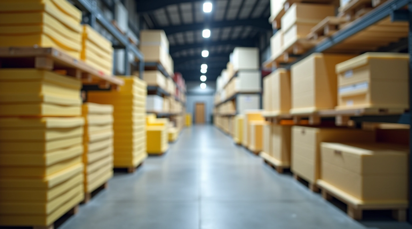 Thermal insulation panel inventory in modern warehouse storage facility