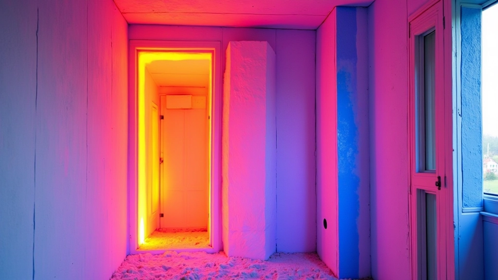 Thermal imaging of a building exterior wall with mineral wool insulation, showing even heat distribution and minimal thermal bridging